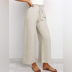 Wide Leg Linen Capri Pants